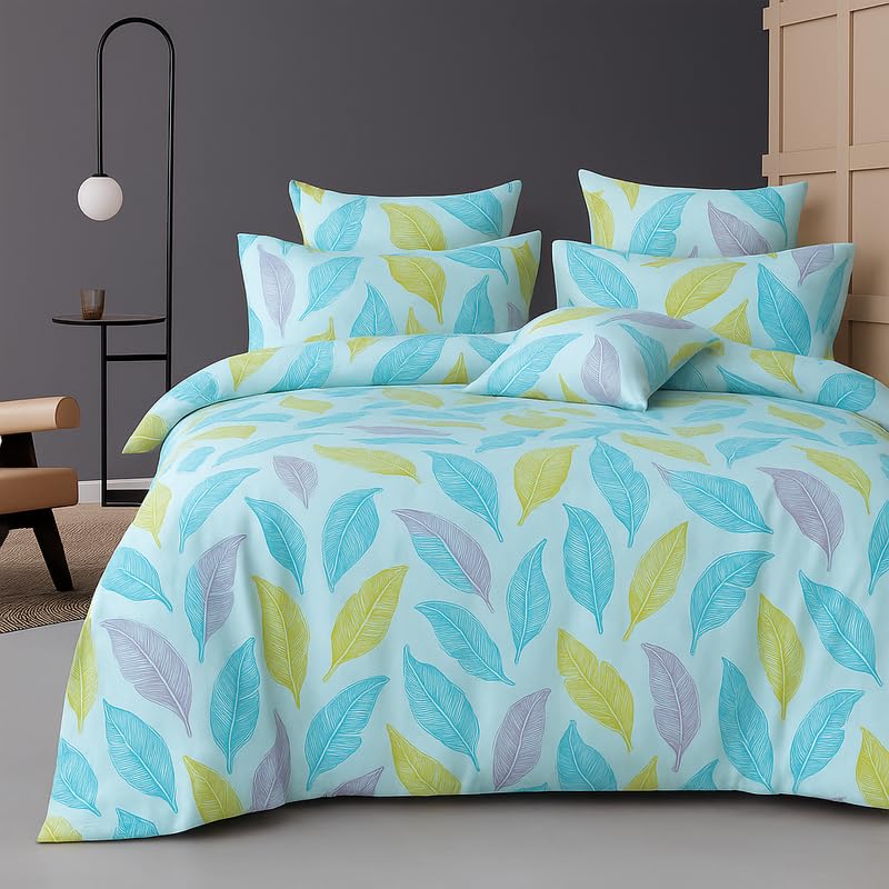 BSB HOME 300 TC Microfiber XXL Soft Cotton Super King Size Bedsheet for Double Bed, King Size 108 Inches X 108 Inches, 9 Feet, 275 X 275 cm with 2 Large Size Pillow Covers - Lime Green