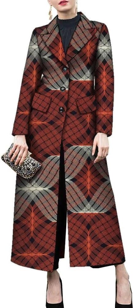 ABCWAX Women Long Coat Trench African Printed Fashion Elegant Streetwear Trench Coats Female Clothing