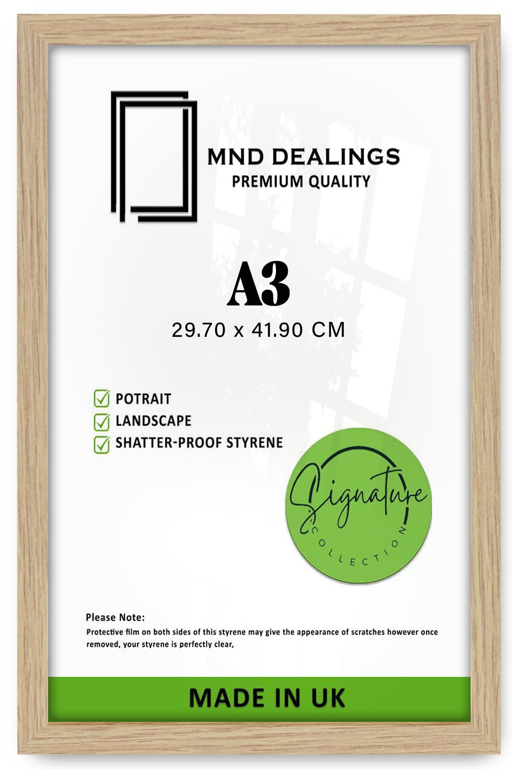 Mnd Dealings Oak | Mdf Wood Picture Frame A3 (29.70 X 41.90 Cm) Wall Gallery Frame For Posters, Art & Room Interior Décor, Premium Mdf Engineered Wood For Stylish Display [ ]