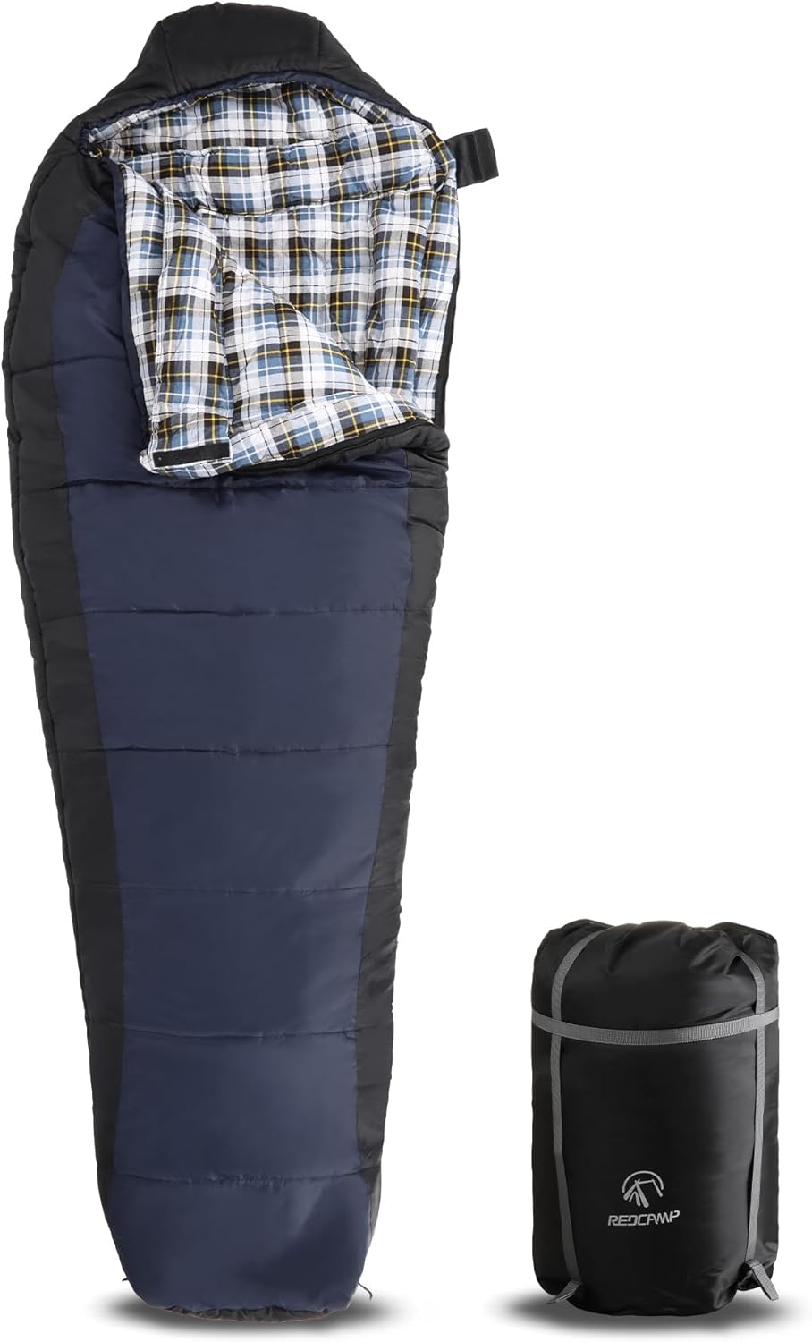 REDCAMP Cold Weather Mummy Sleeping Bag, 0 Degree Warm Flannel Cotton Sleeping Bag for Adults, Warm and Machine Washable Perfect for Winter Camping