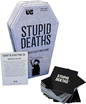 Stupid Deaths Travel Card Game Tin, Trivia Game, Ages 12+