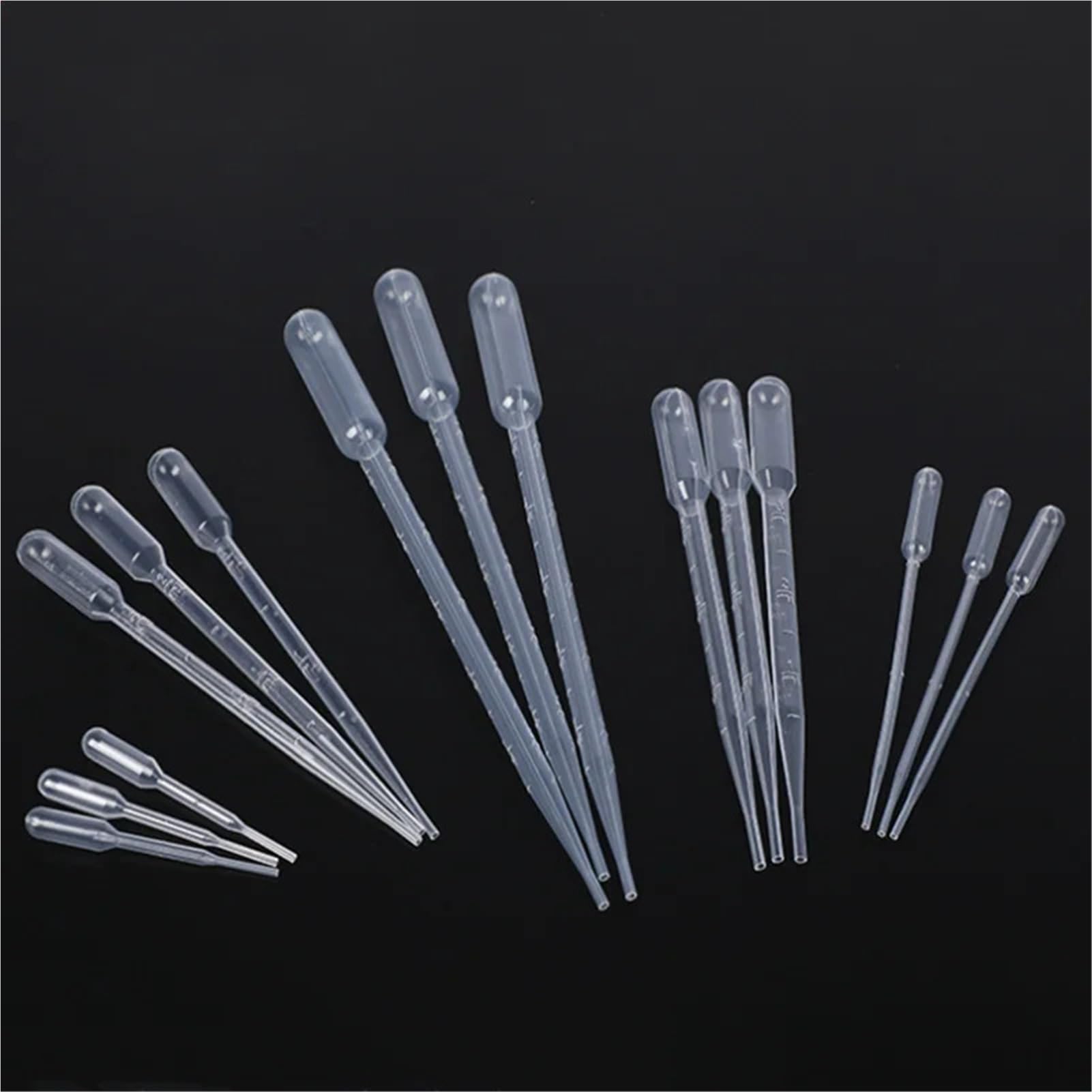 100 pipetas de plástico para laboratorio de 1 ml, 2 ml, 3 ml, 3 ml, 5 ml, 10 ml, pipetas de plástico para experimentos escolares (10 ml, 100 unidades)
