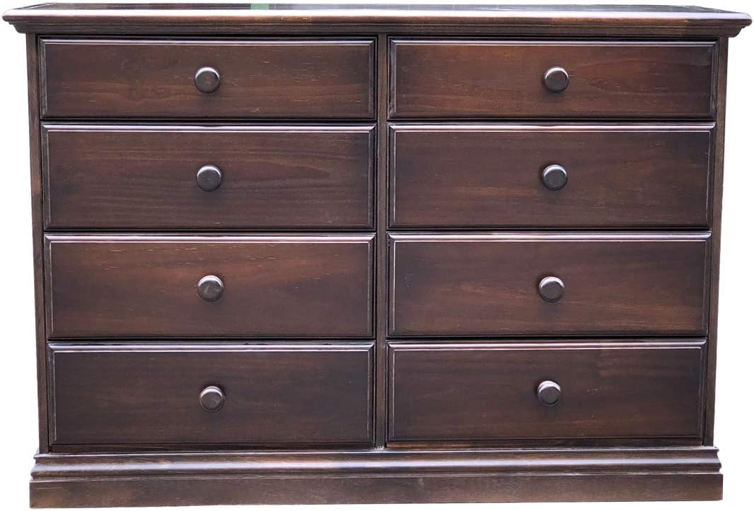 Wide Wooden Eight Drawer Dresser Espresso Chest of Drawers Fully Assembled Kids