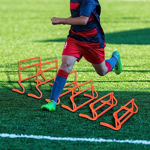 REDCAMP 6-pack agility hurdles, 4 height adjustable speed training hurdles, portable speed training equipment with carrying case, orange - Image 3