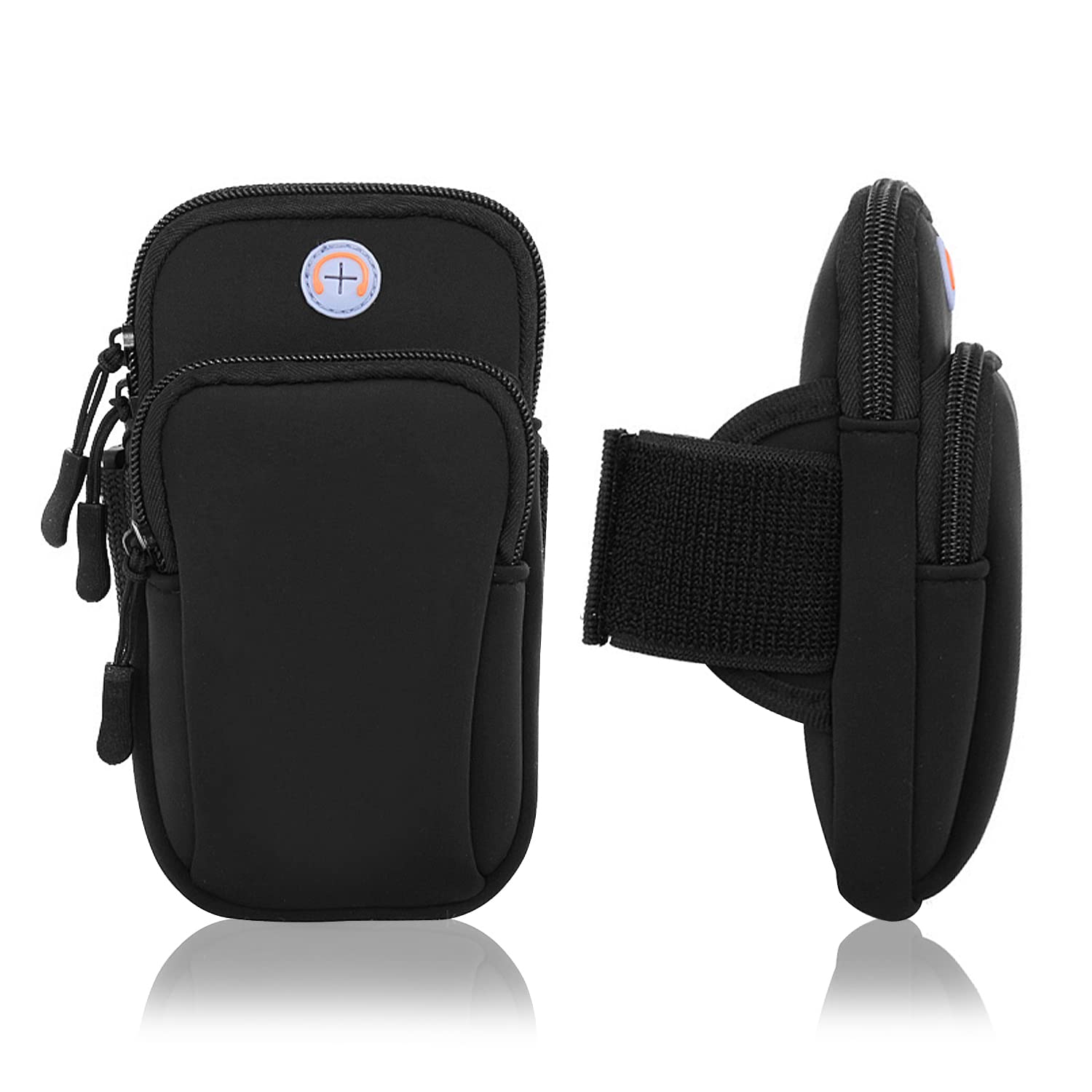 ZIBUYU® Phone Armband for Running, Cycling, Work Out Armband Pouch Waterproof Phone Holder Pouch with Earphone Cable Cutouts Adjustable Armband for Women and Men, 6" Mobile (Black) - 1