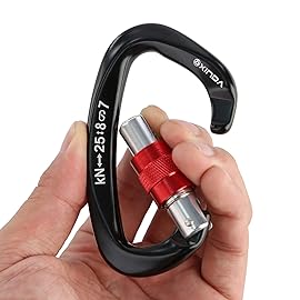 XINDA Screwgate Locking Carabiner Clip - Professional Rock Climbing Carabiner Screw Lock,Heavy Duty Carabiners for Climbing,Mountaineer,Hammock,Camping,Outdoor Equipment (2 pcs Black)