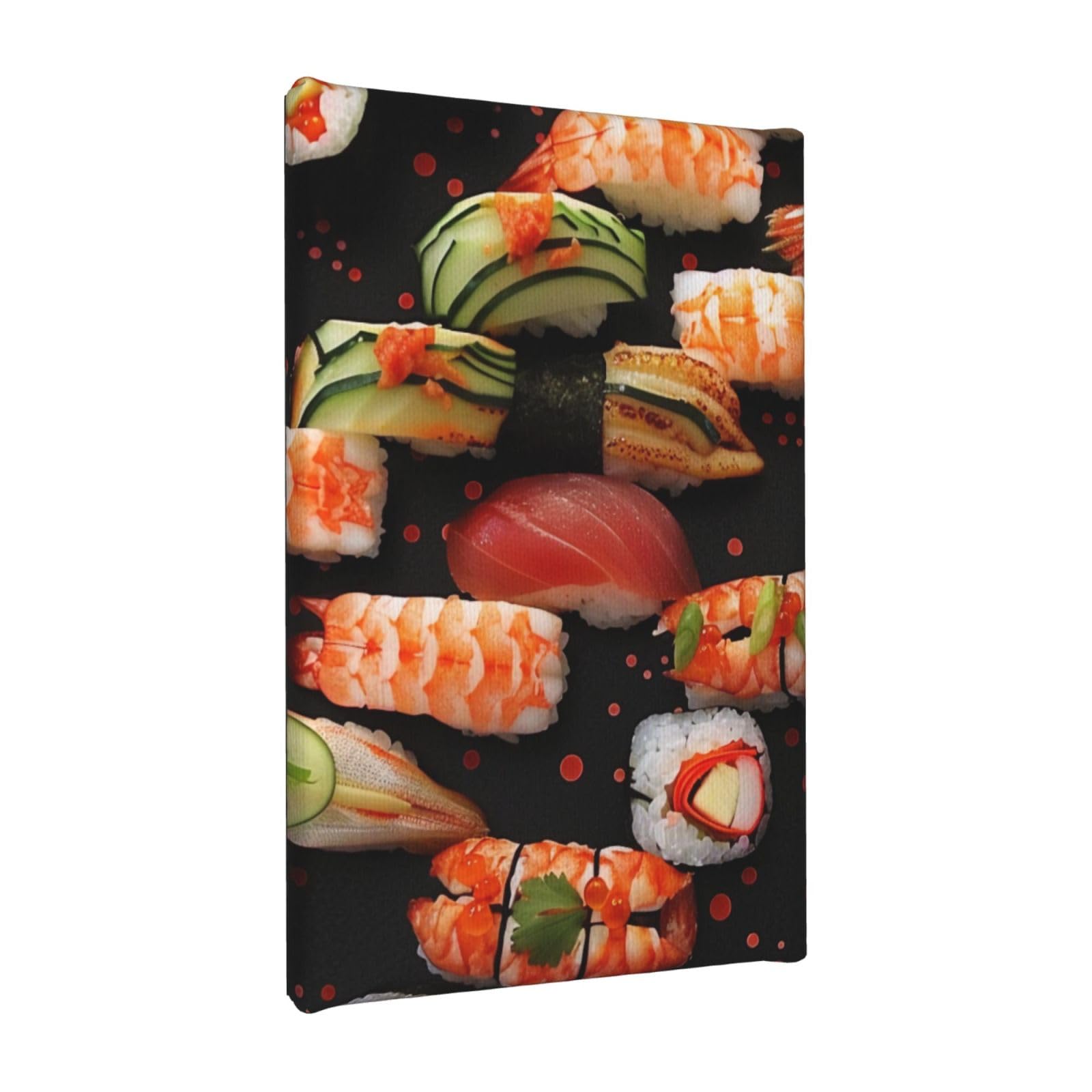 YKLJG Japanese sushi shrimp Printed Wall Art Canvas Painting 20x30 CM Wooden Framed Picture Painting Artwork Prints for Bedroom Kitchen Home Office Decor