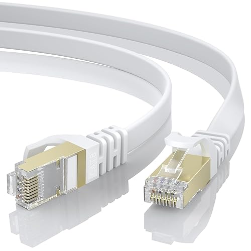 Cable Ethernet Cat 8 de 19.7 ft, 20 pies, Cat8 de alta velocidad, 40 Gbps 2000 MHz, plano RJ45 Gigabit, cable de red de Internet, 20 pies