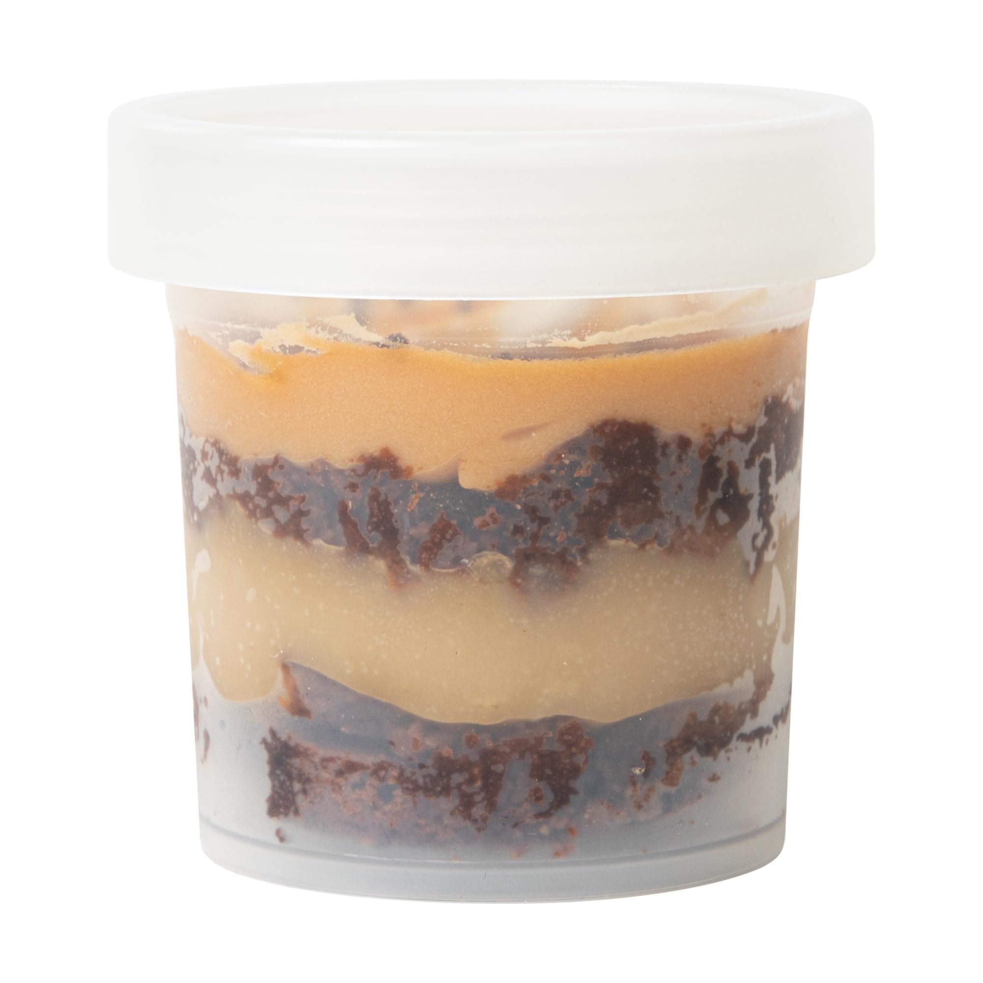 Restaurantware - Mini tazas de postre redondas de 10 onzas, 100 tazas desechables para pudín con tapas, duraderas, apilables, tazas de parfait de plástico transparente con tapas, para llevar postres y