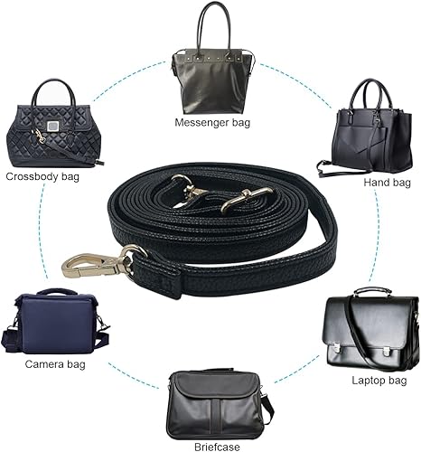 Miniatura 7 de findTop Paquete de 2 correas ajustables de repuesto de cuero para bolso de mano con hebillas giratorias de metal, longitud 34-59 pulgadas, ancho