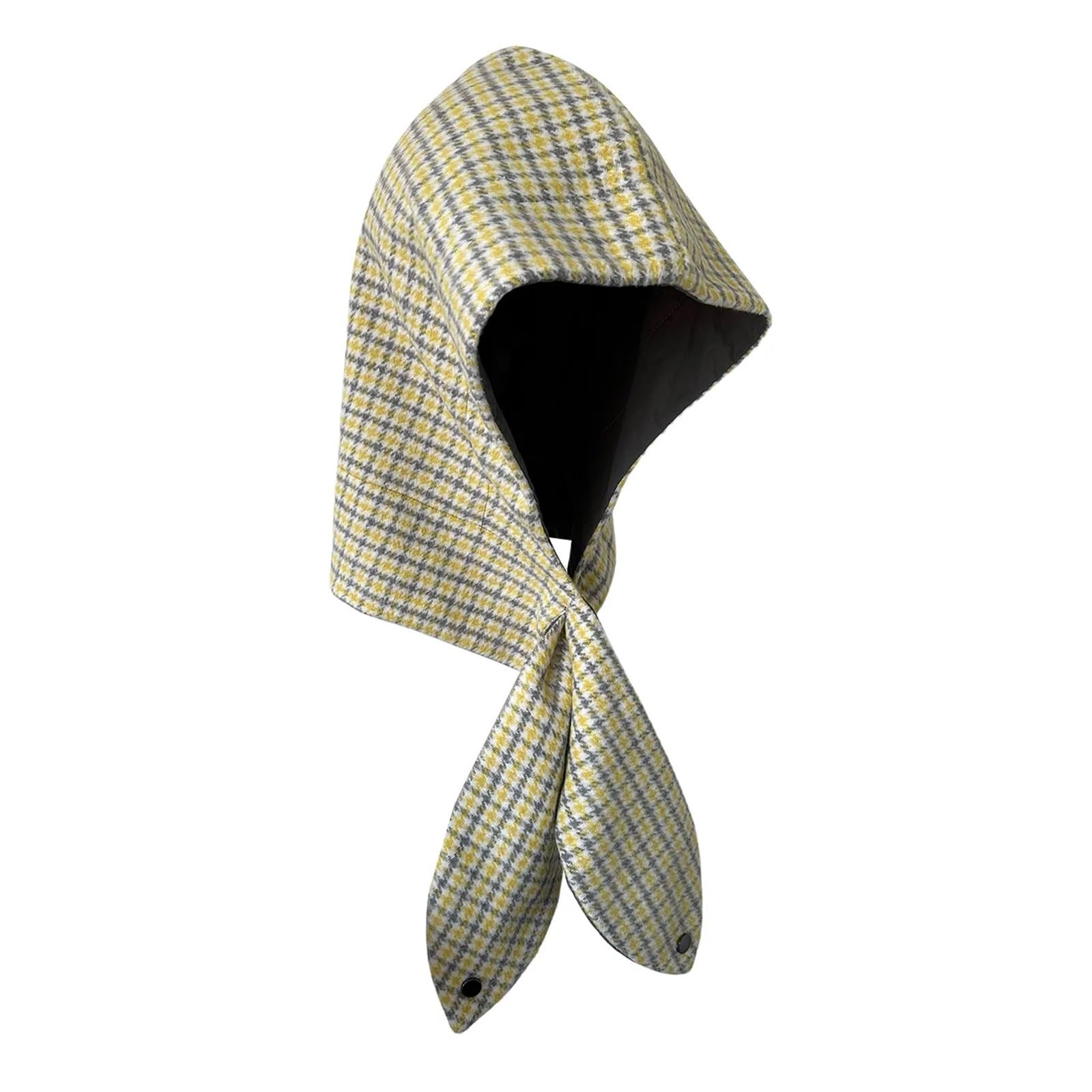 Bufanda con Capucha cálida for otoño e Invierno, Gorro de Cuadros Amarillo, pañuelo Integrado for la Cabeza para Esquí Correr