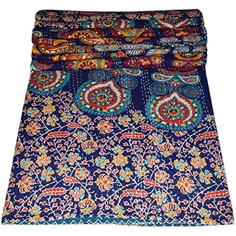 Edredón kantha vintage indio con estampado tradicional de mandala Cover