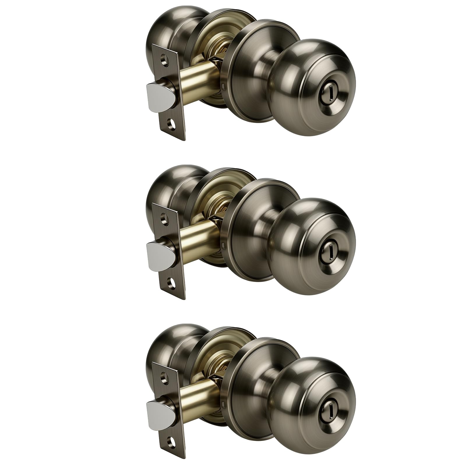 Privacy Door Knobs with Lock - Brushed Nickel -9