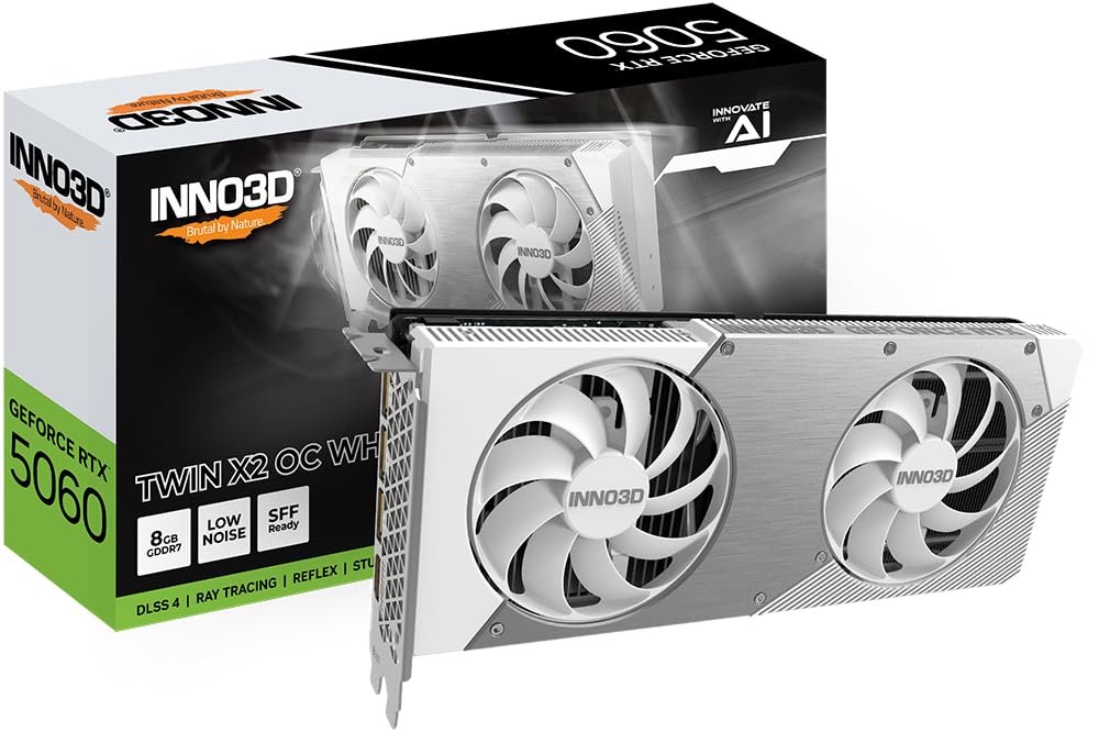 INNO3D NVIDIA GEFORCE RTX 5060 Twin X2 OC 8GB GDDR7 128 Bit PCI Express Gen 5 Graphics Card White - N50602-08D7X-195070W-image-43