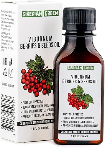 Siberian Viburnum Kalyna - Aceite de semillas y bayas  100% natural extra virgen prensado en frío, 3.4 fl oz  3.4 fl oz