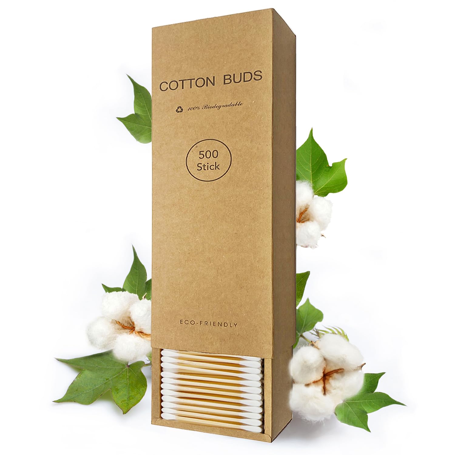 Natural Bamboo Cotton Swabs For Home Beauty Care Dual Round Tips Eco-Friendly Paper Pack 500 Count