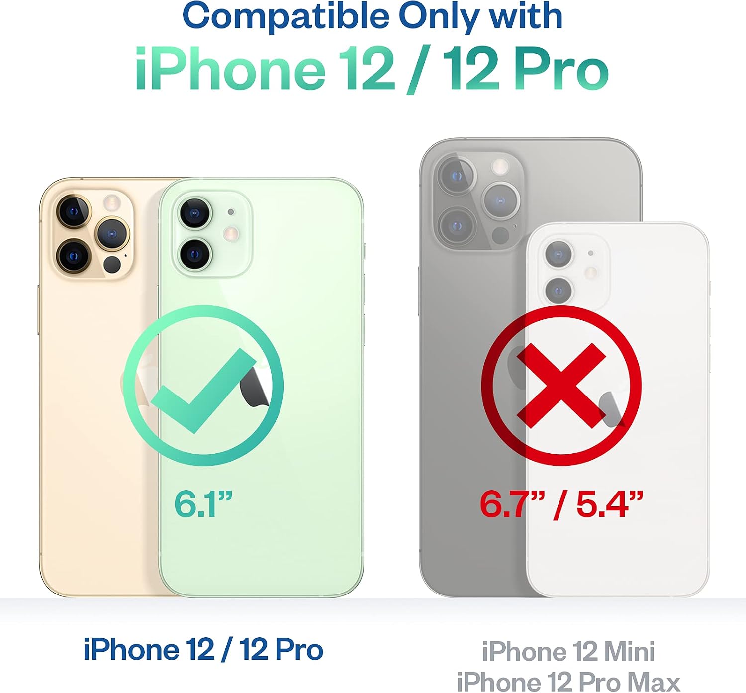 GVIEWIN Compatible with iPhone 12/ iPhone 12 Pro Case 6.1", with [2 Tempered Glass Screen Protectors] Crytal Clear 360 Full-Body Shockproof Women Protective Phone Cover (Green)