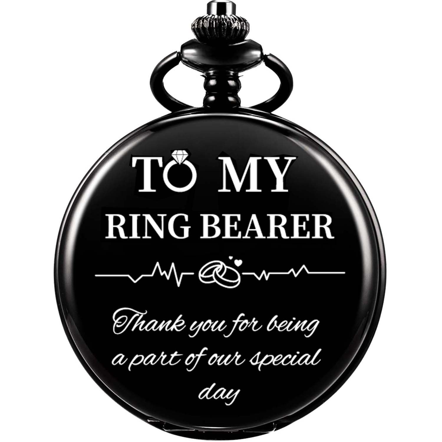 Afcrho Engraved Pocket Watches for Ring Bearer Wedding Gift