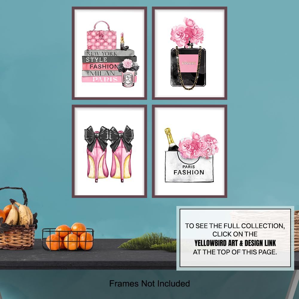 Luxury Fashion Wall Art LARGE 11x14 - Designer Wall Decor for Women - Glam Art Prints Set for Girls Bedroom, Teen Girls Room Decor - High Fashion Artwork Pictures, Posters - Haute couture, Design