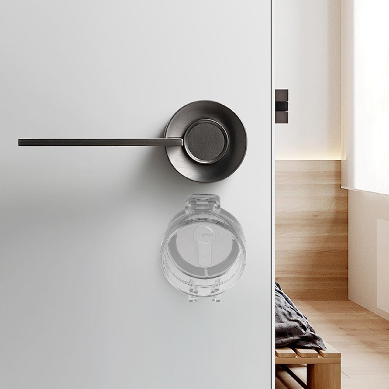 Child Safe Door Lock Cover 3-Pack Clear Protective Door Knob Covers for Home School Kitchen - Prevent Accidental Deadbolt Locking and Enhance Child Safety