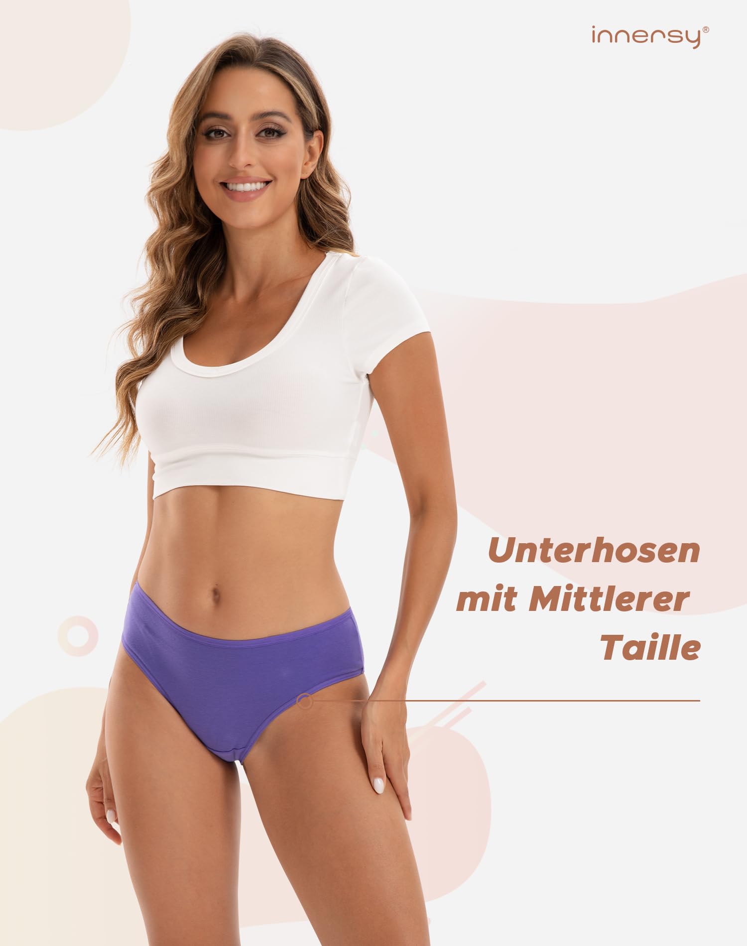 INNERSY Slip Donna Cotone Vita Media Mutande Brasiliana Bikini Mutandine Hipster Intimo Pacco da 6