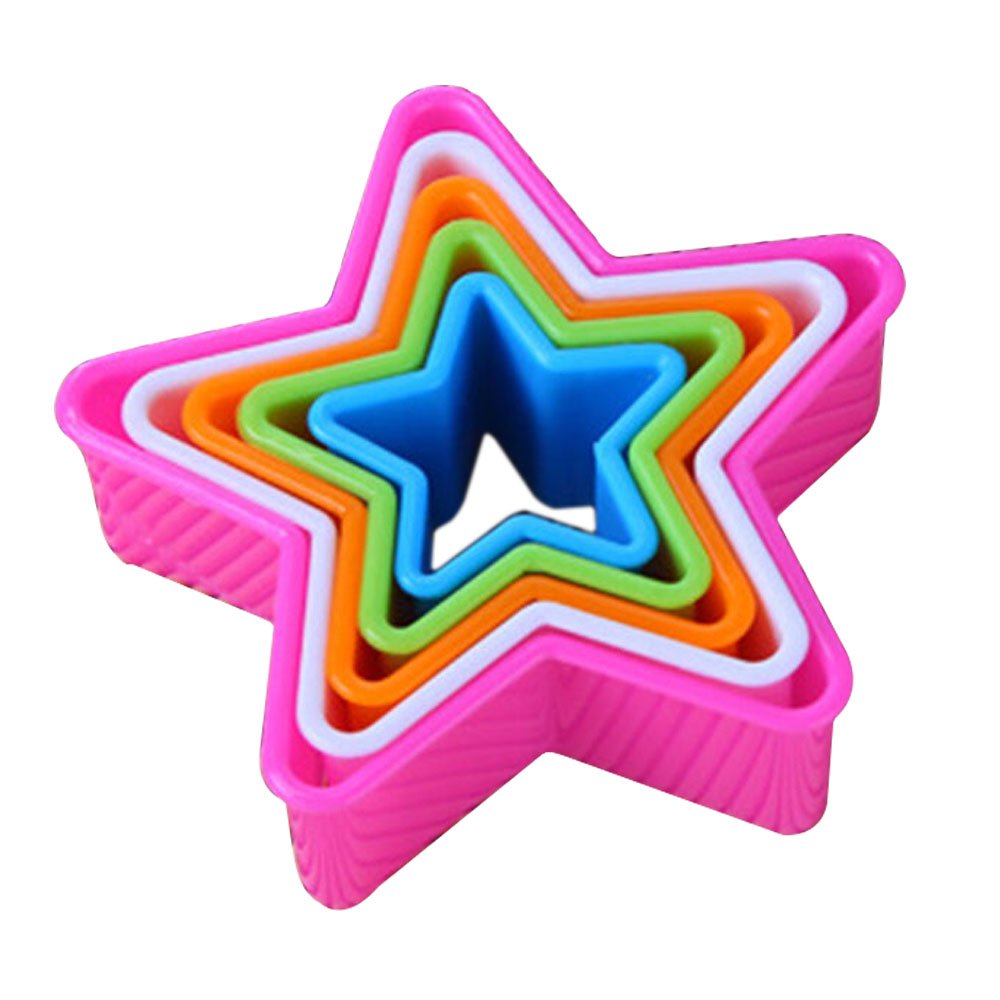 Gemini_mall® Colourful Plastic Star Shaped Pastry/Cookie Cutters, Multi-Colour, Set of 5