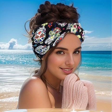 Fashionable Sugar Skull Headband for Women, Unisex Hair Accessories, Comfortable