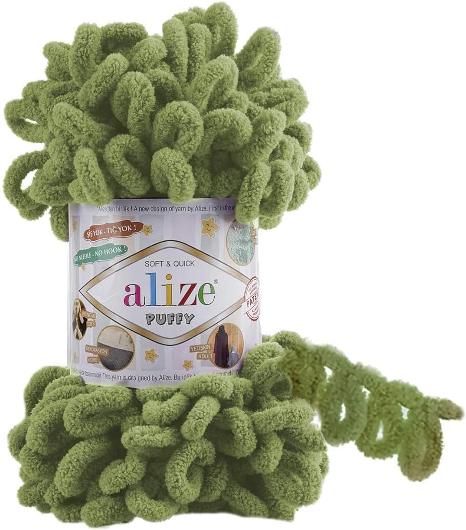Alize Puffy Baby Blanket - Lot of 5 Skeins, 500gr, 50yds, 100% Micropolyester Soft Yarn, Super Chunky Bulky Worsted Yarn (485)