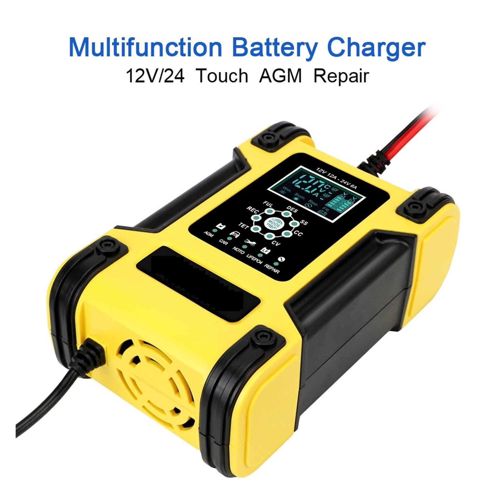 12V/12A Akumulator Litowo-żelazowy Ładowarka Do Akumulatora Kwasowo-ołowiowego Cyfrowy Wyświetlacz LCD Motocykl Samochodowa 7 Etap łAtwa W UżYciu