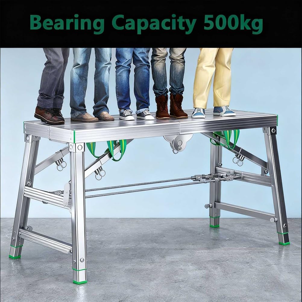 Plataforma Plegable portátil Multiusos con trampilla, andamio, Escalera, Taburete, Banco para Oficina en casa, Taller y Garaje. Carga máxima: 300 kg. 40 cm x 160 cm.