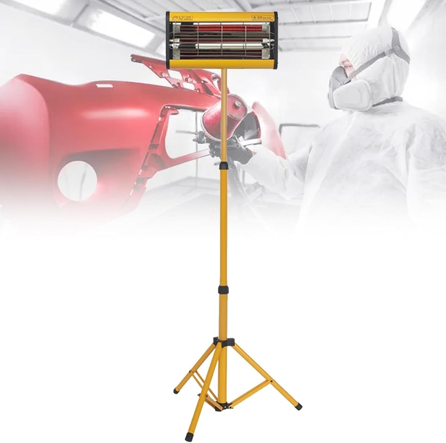 Handheld Infrared Paint Curing Lamp, with Adjustable Foldable Bracket, Short Wave Infrared Paint Heater Lamp, for Car Body Repair(220V)