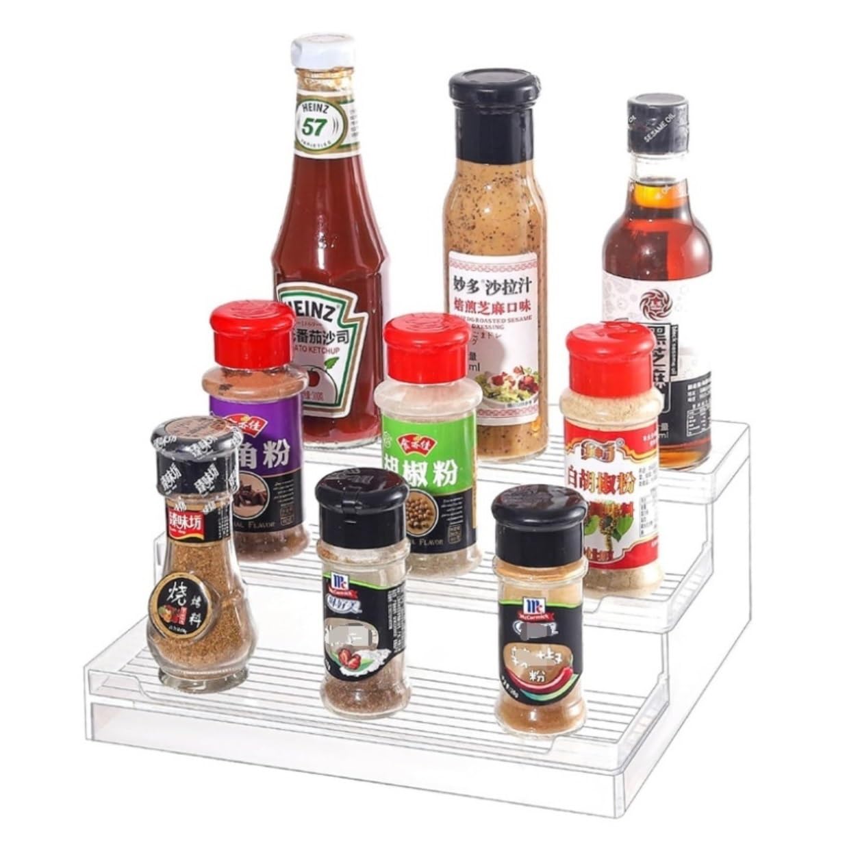 FYIYIEW spice rack, Kitchen Rack 3 Tier Spice Transparent Acrylic Holder Storage Organizer(2pcs)