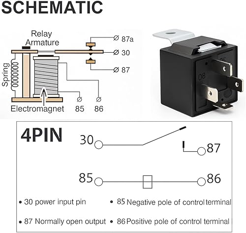 Miniatura 6 de 2 unids JD1912 arnés de relé de coche 12V 40A 4 pines SPST 12AWG arnés zócalos con diodo incorporado para automoción camión, camioneta, motocicleta,