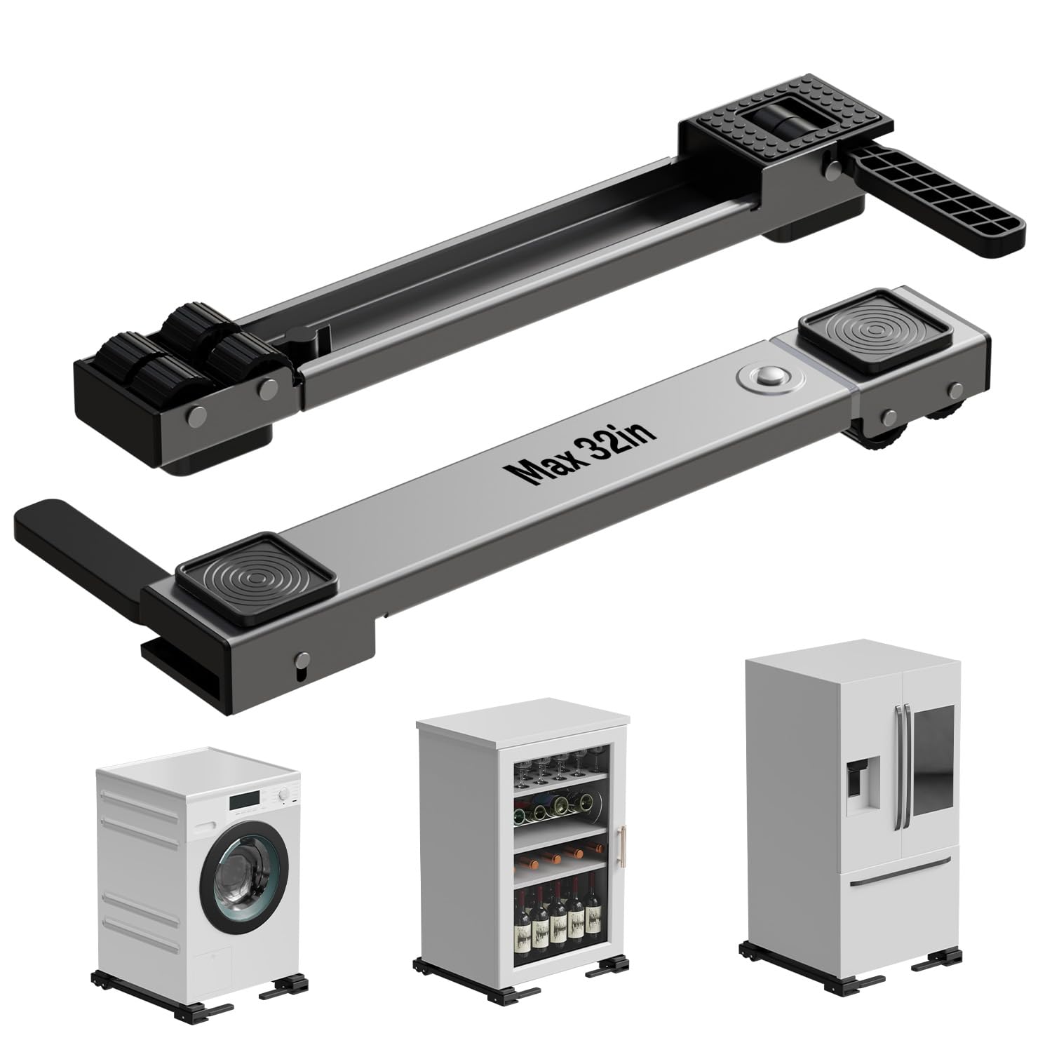 Photo 1 of KVRG Appliance Rollers Heavy Duty,Newest Extendable Appliance Sliders,Liftable Washing Machine Base,Easily Move Washer and Dryer Machines,Refrigerators,Furniture-Grey