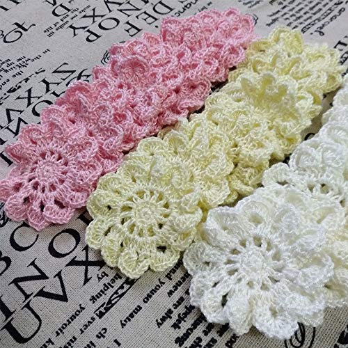 2'' Handmade Crochet Flowers Embellishments Appliques for Crafts, Flower Garland, Clothing, Headbands, Hats, Gift Package Needs, Pack of 20