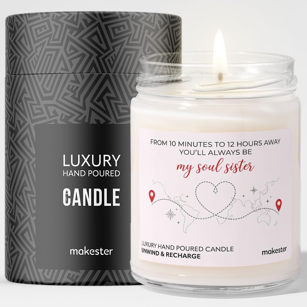Best Friend Moving Away Gifts - Luxury Soy Wax Candle - Vanilla, Jasmine, Sugared Almond - Makester โ image 1