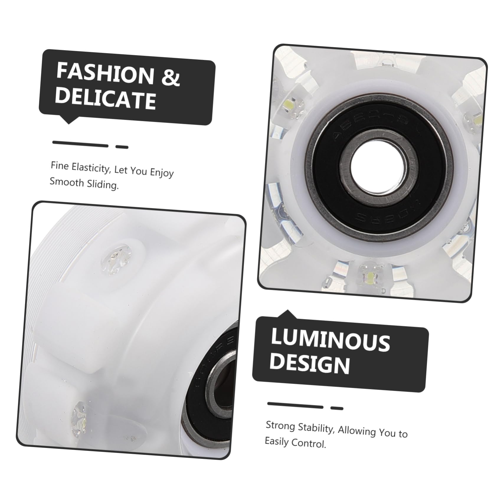 OHPHCALL Set of 4 Flashing Skating Wheels Light up Roller Skate Accessories Pu Wheels