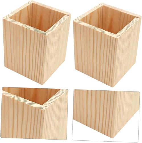 Miniatura 7 de STOBOK 8 piezas de lápiz cosmético de mesa sin terminar mini contenedor pequeño organizador maceta para jarrón escritorio oficina madera rústica de