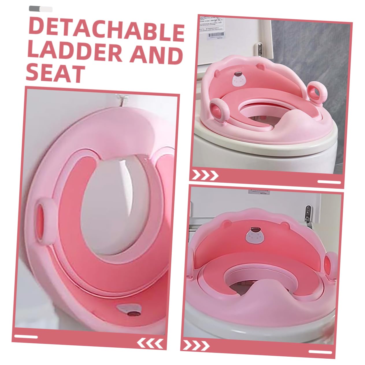 Asiento de Inodoro Infantil Rosa con Diseño de León y Escalera