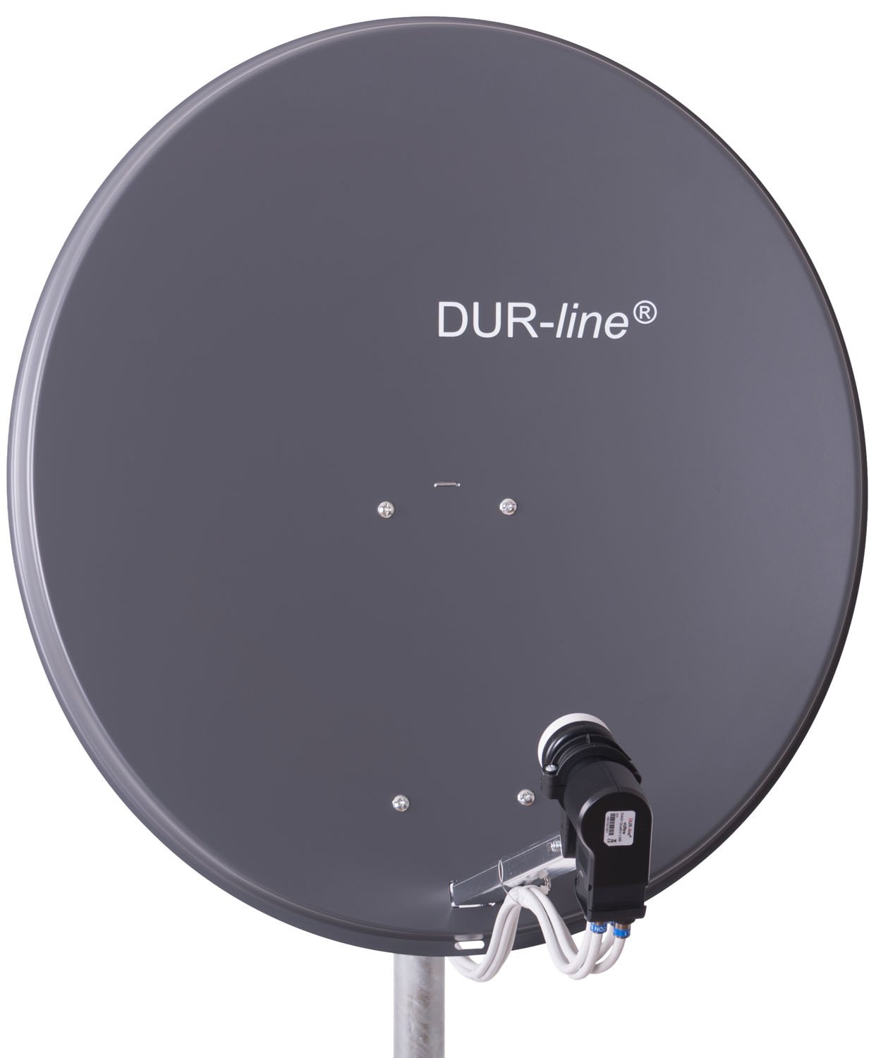 DUR-line MDA 80cm Anthrazit Aluminium Satellitenschüssel mit LNB Feedhalterung Sat Antenne Digital Camping Astra 19,2° DVB-S/S2 Full HD 4K