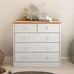 IDIMEX Cômoda Madeira com Gavetas Quarto Infantil cor Branco Freijó Rondo 80 cm