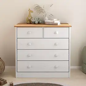 IDIMEX Cômoda Madeira com Gavetas Quarto Infantil cor Branco Freijó Rondo 80 cm