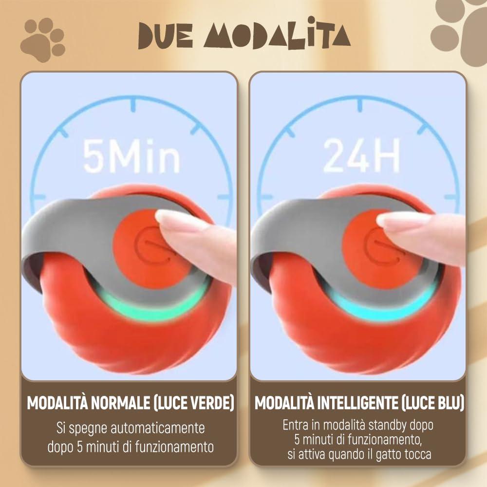 Giocattolo Interattivo Per Gatti Speedy Tail 2.0, Pallina Rotolante Ricaricabile USB, Movimenti Casuali E Coda Sostituibile