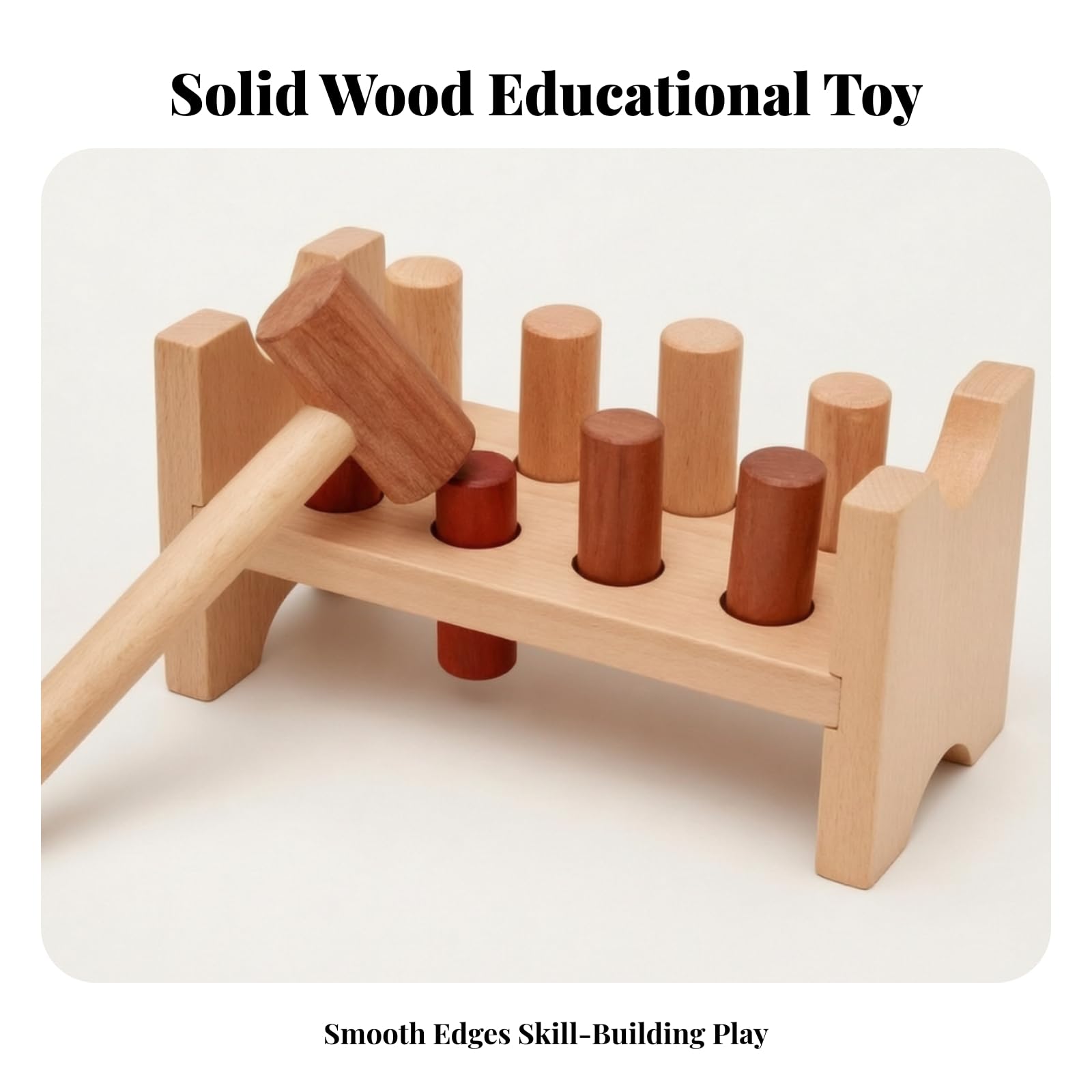 Banco da Martellare in Legno Educativo Set Martelletto in Legno con Pioli Sensoriale Gioco del Martelletto con Pioli per Neonati