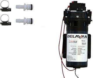 Delavan 7802-201 PowerFlo 12V Demand Diaphragm Pump with 5/8-Inch QA x 3/8-Inch Hose Barb Fittings (Bundle, 2 Items)