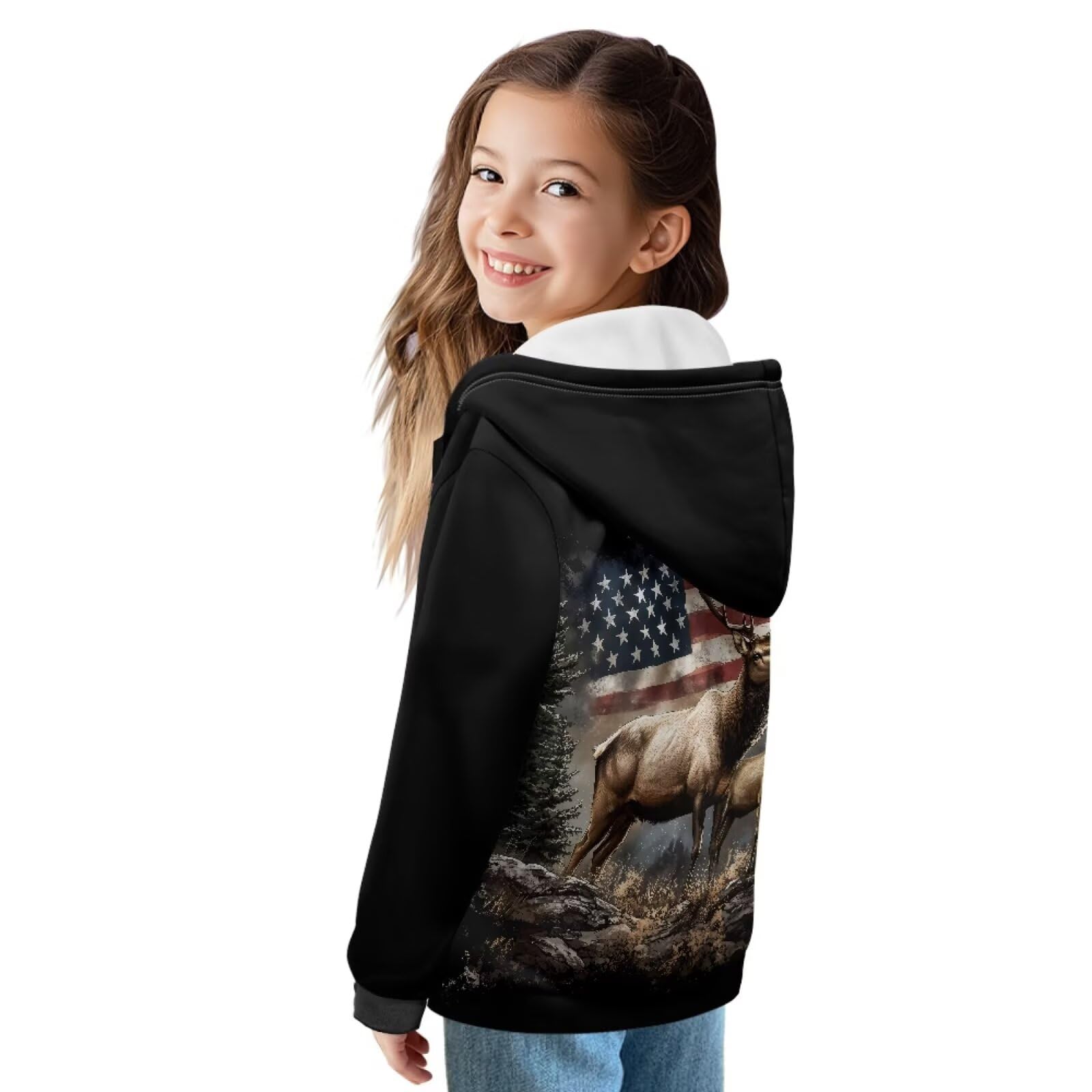 Xoenoiee Sudadera con capucha para niños y niñas, con cremallera, manga larga, con bolsillo, para invierno y otoño