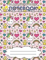 Blank Sheet Music Notebook: Wide Staff Manuscript Paper Notebook, 8 Large Staves Per Page (Cute Unicorn, Diamond, Heart, Rainbow) 1093200898 Book Cover