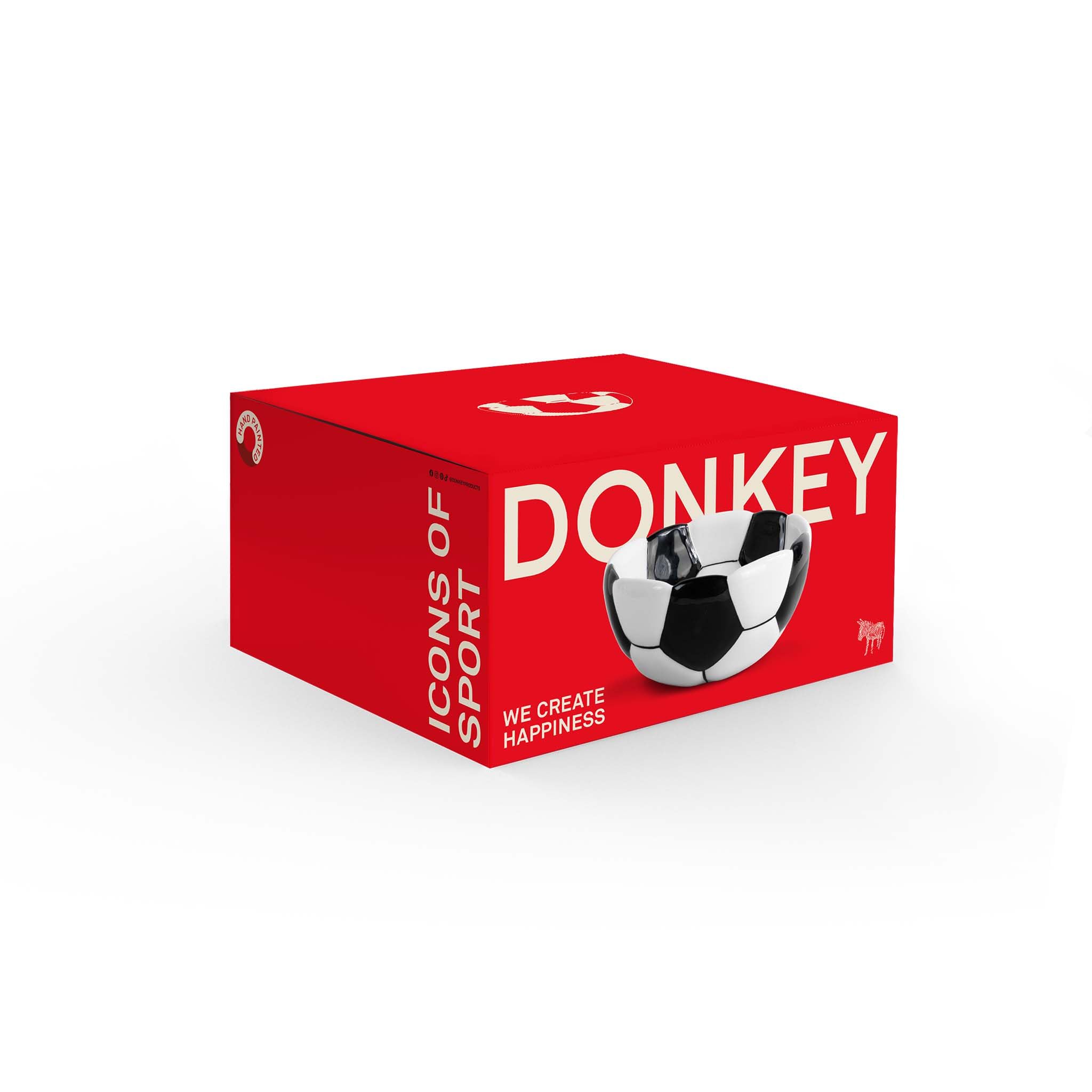 DONKEY Match Bowl – Fußball-Schale aus Dolomit, schwarz/weiß, ca. 16 x 16 x 10 cm, Icons of Sport, Snackschale für Fußballabende & Fan-Geschenke
