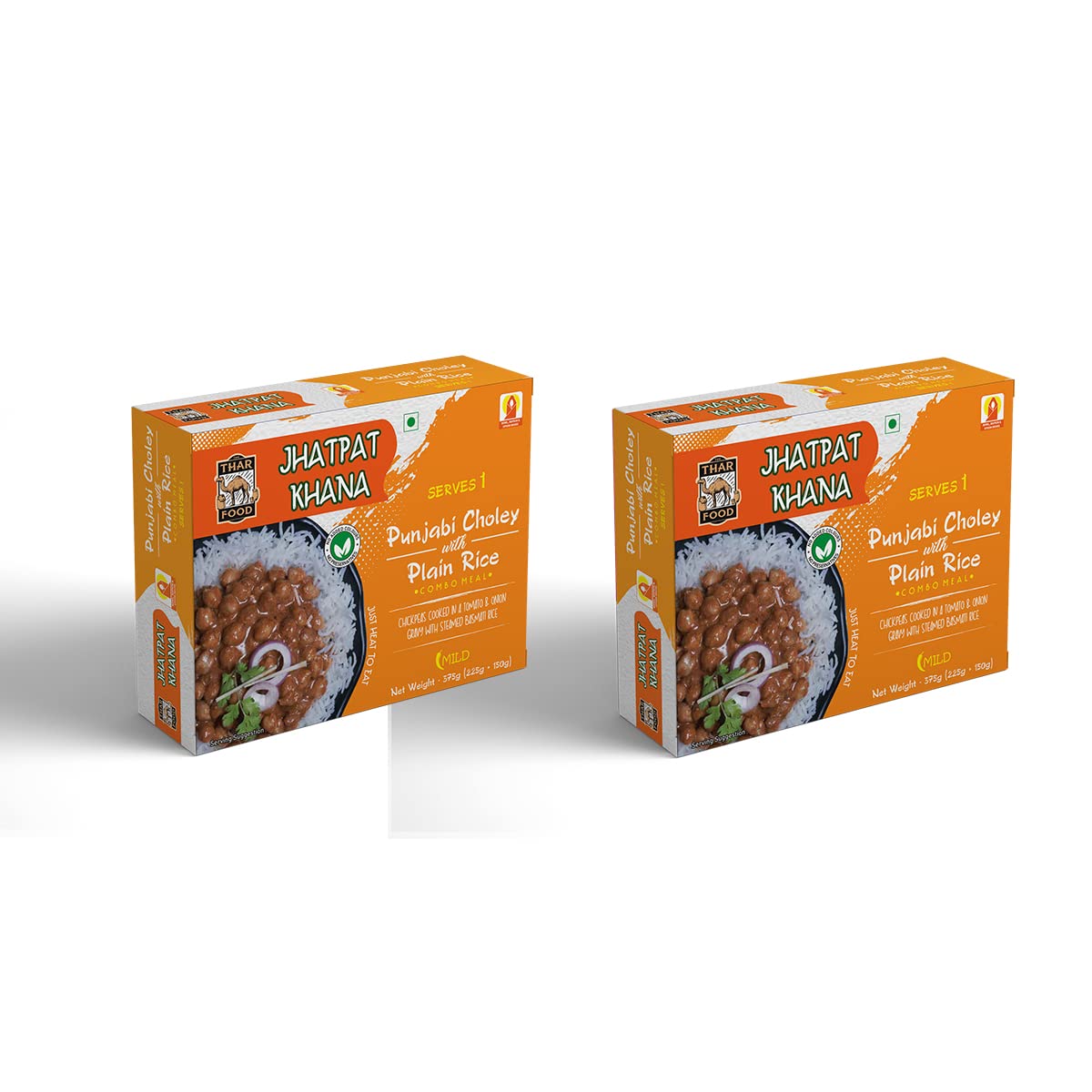 The Thar Food Jhatpat Khana Punjabi Choley with Plain Rice | Ready to Cook Food | 375 Gm | Pack of 2