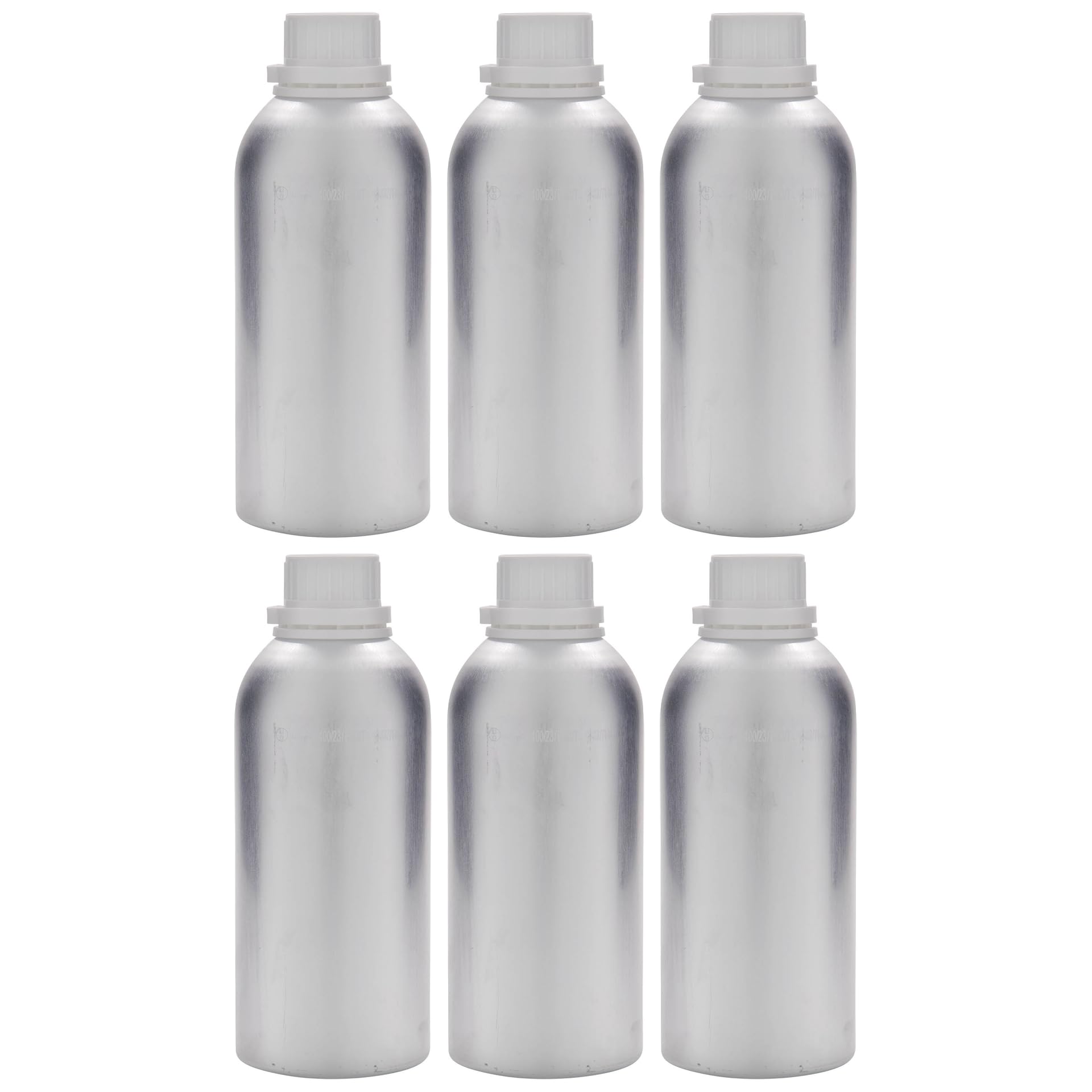6er Set Aluminiumflaschen 625 ml silber rund mit Schraubverschluss